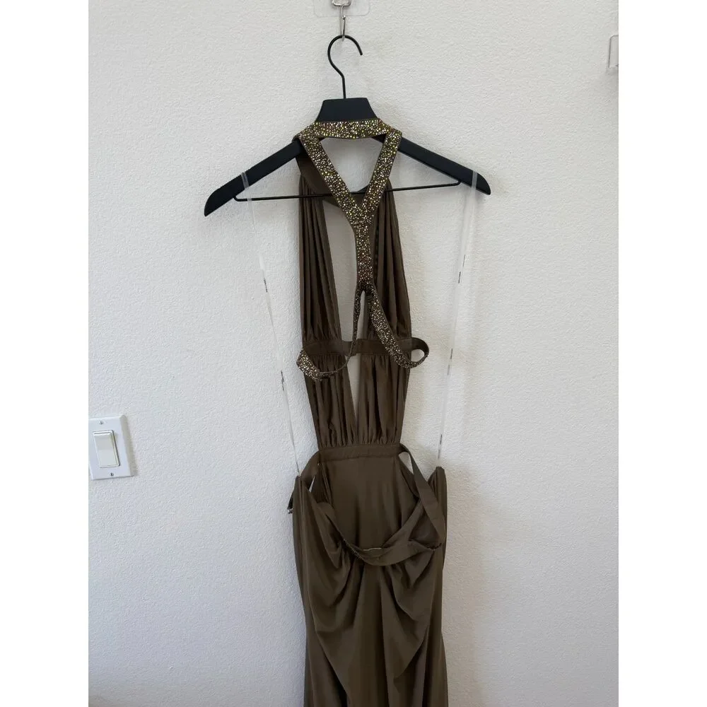 Jaded London 6AM Cut Out Maxi Dress in Moss US 4 new condition - Picture 9 of 13